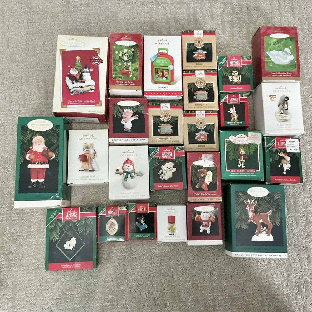 Hallmark Keepsake Christmas Ornament LOT of 25 Pieces Santa Reindeer Trains